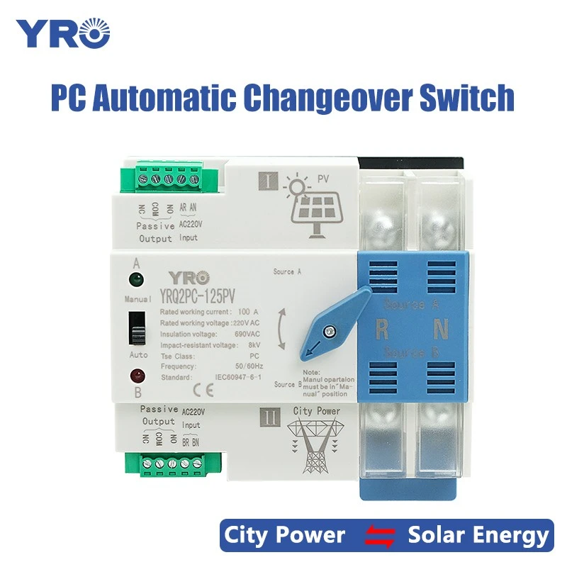 2P 125A 220 V Inverter típusú napelemes PC ATS