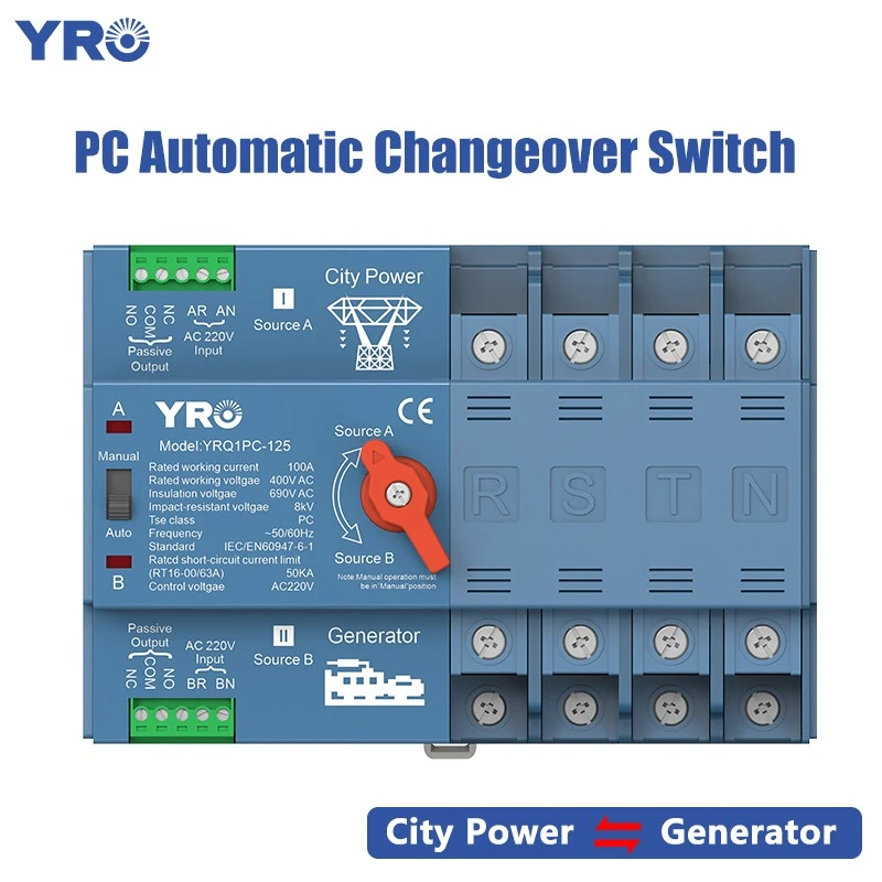 4P 125A 400V generátor típusú PC ATS