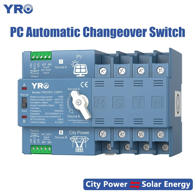 4P 125A 400V PV típusú PC ATS